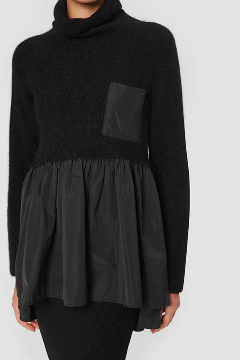 Kvinne BITTE KAI RAND Strikk | Dandelion Knit Rullekrage Med Frill Black